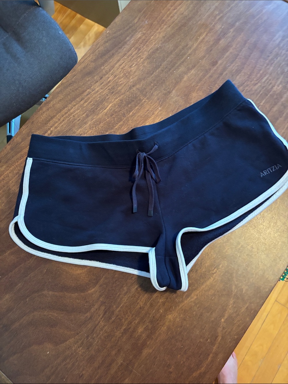 Aritzia Navy Shorts with White Contrast Piping